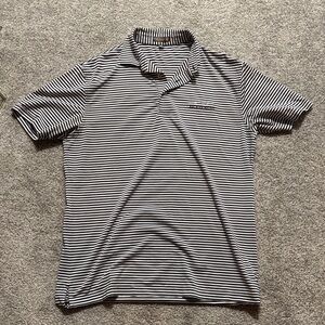 Peter Millar Black and White Striped Polo Shirt